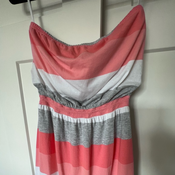 Coral Banana Republic Stripe Tube Top Sleeveless Strapless Summer Dress - Picture 2 of 7